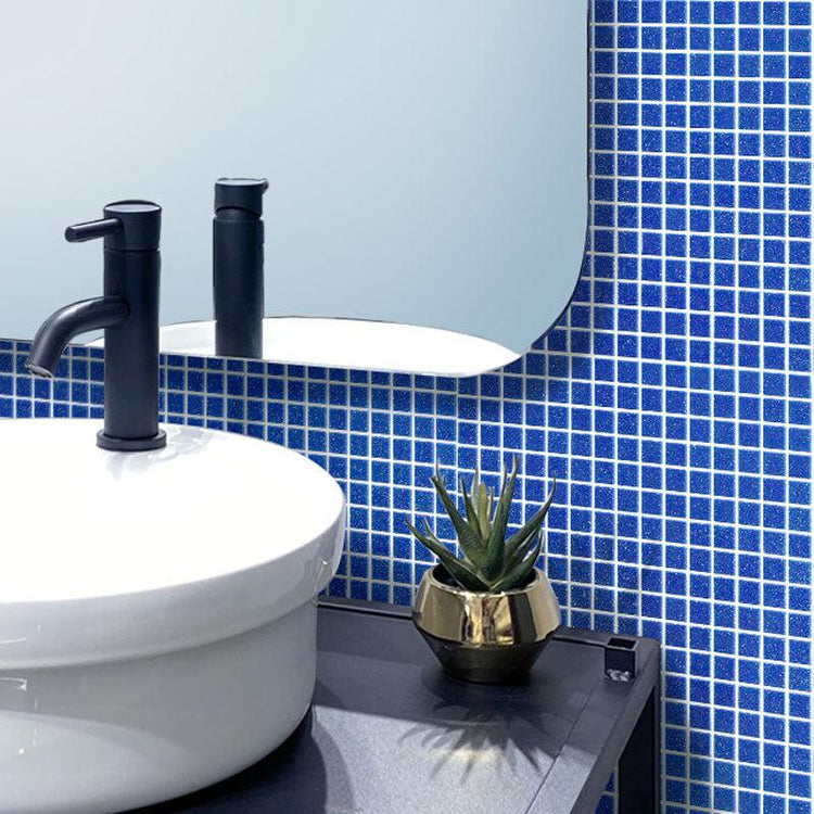 Deep Cobalt Blue Squares Glass Pool Tile | Tile Club