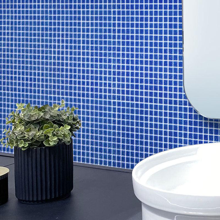 Deep Cobalt Blue Squares Glass Pool Tile | Tile Club