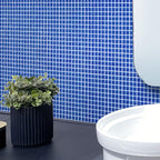 Deep Cobalt Blue Squares Glass Pool Tile | Tile Club