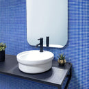 Mesmerizingly gorgeous bathroom with stunning Mixed Navy Blue Squares Glass Pool Tile