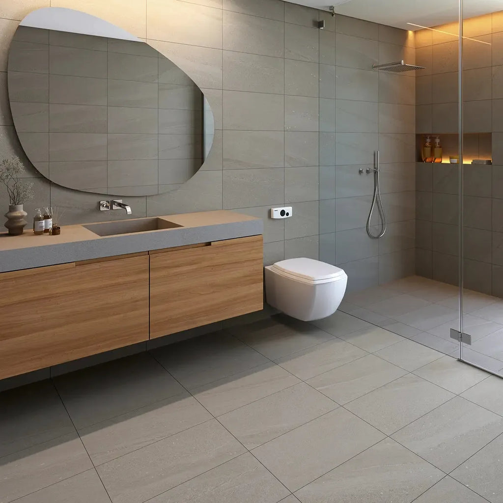 Denali Gray Concrete Look Porcelain Tile 12" x 24 | Tile Club