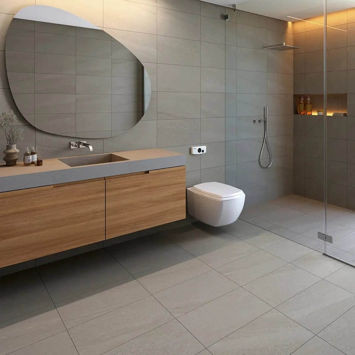 Denali Gray Concrete Look Porcelain Tile 12" x 24 | Tile Club