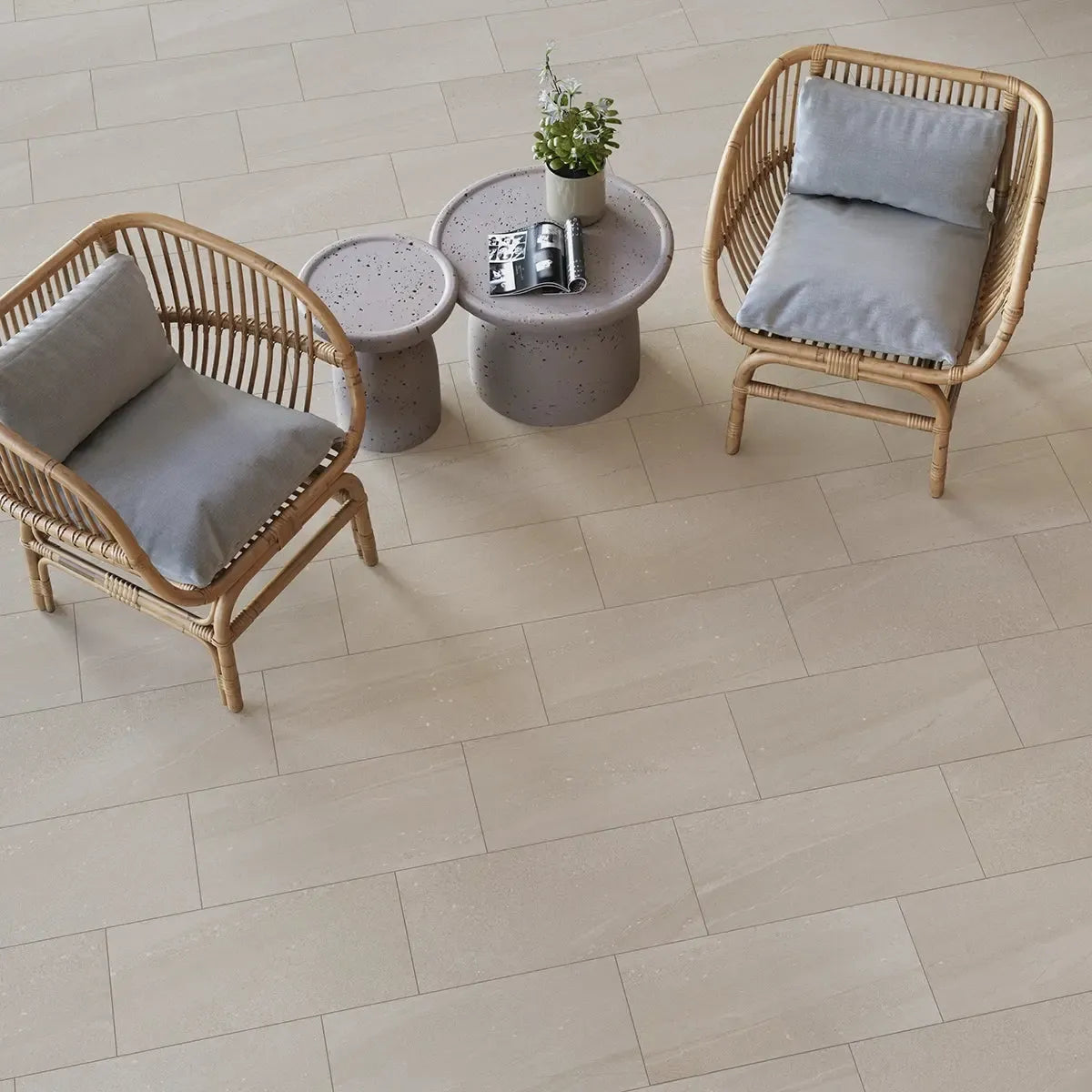 Denali Beige Concrete Look Porcelain Tile 12" x 24 | Tile Club