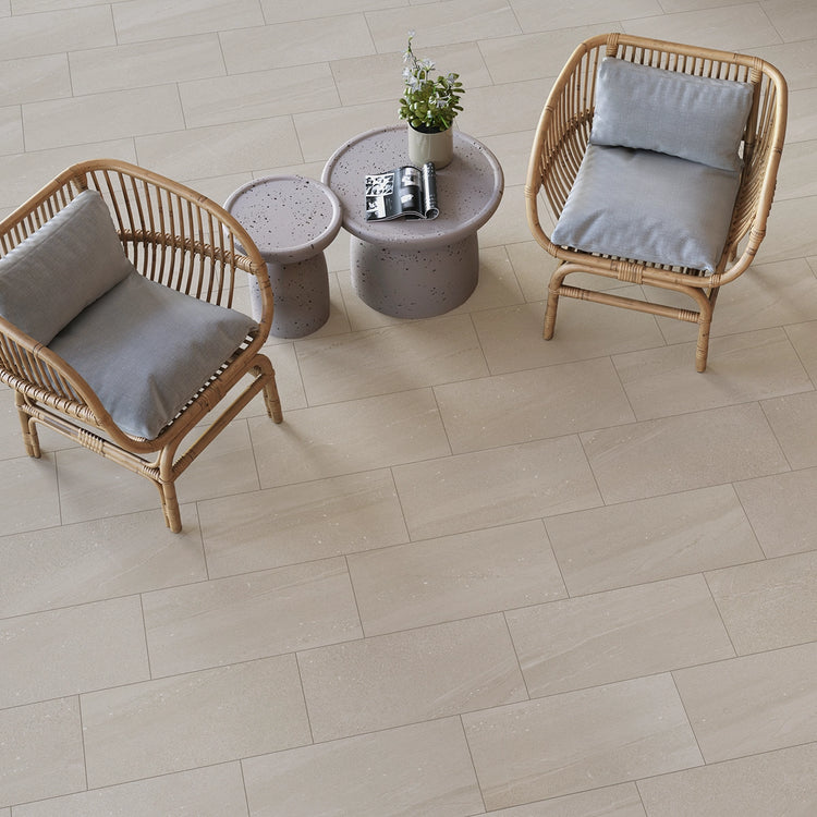 Denali Beige Concrete Look Porcelain Tile 12" x 24 | Tile Club