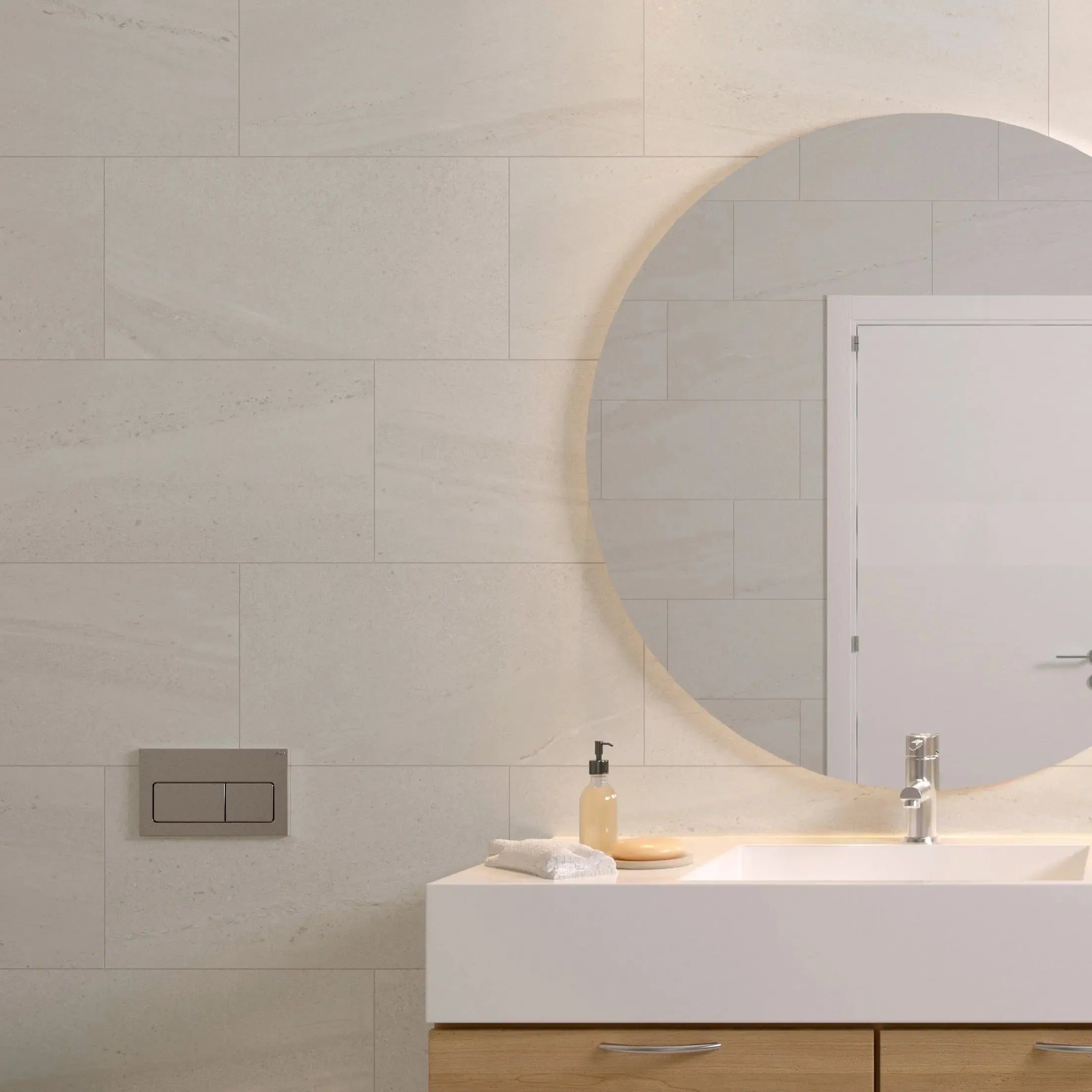 Denali Off-White Concrete Look Porcelain Tile 12" x 24 | Tile Club