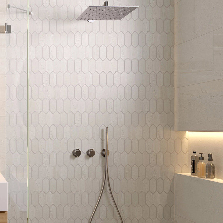 Denali Off-White Concrete Look Ceramic Mosaic Tile | Tile Club