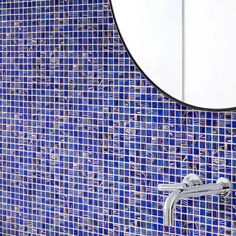 Denim Blue Mixed Squares Glass Tile