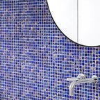 Denim Blue Mixed Squares Glass Tile | Tile Club