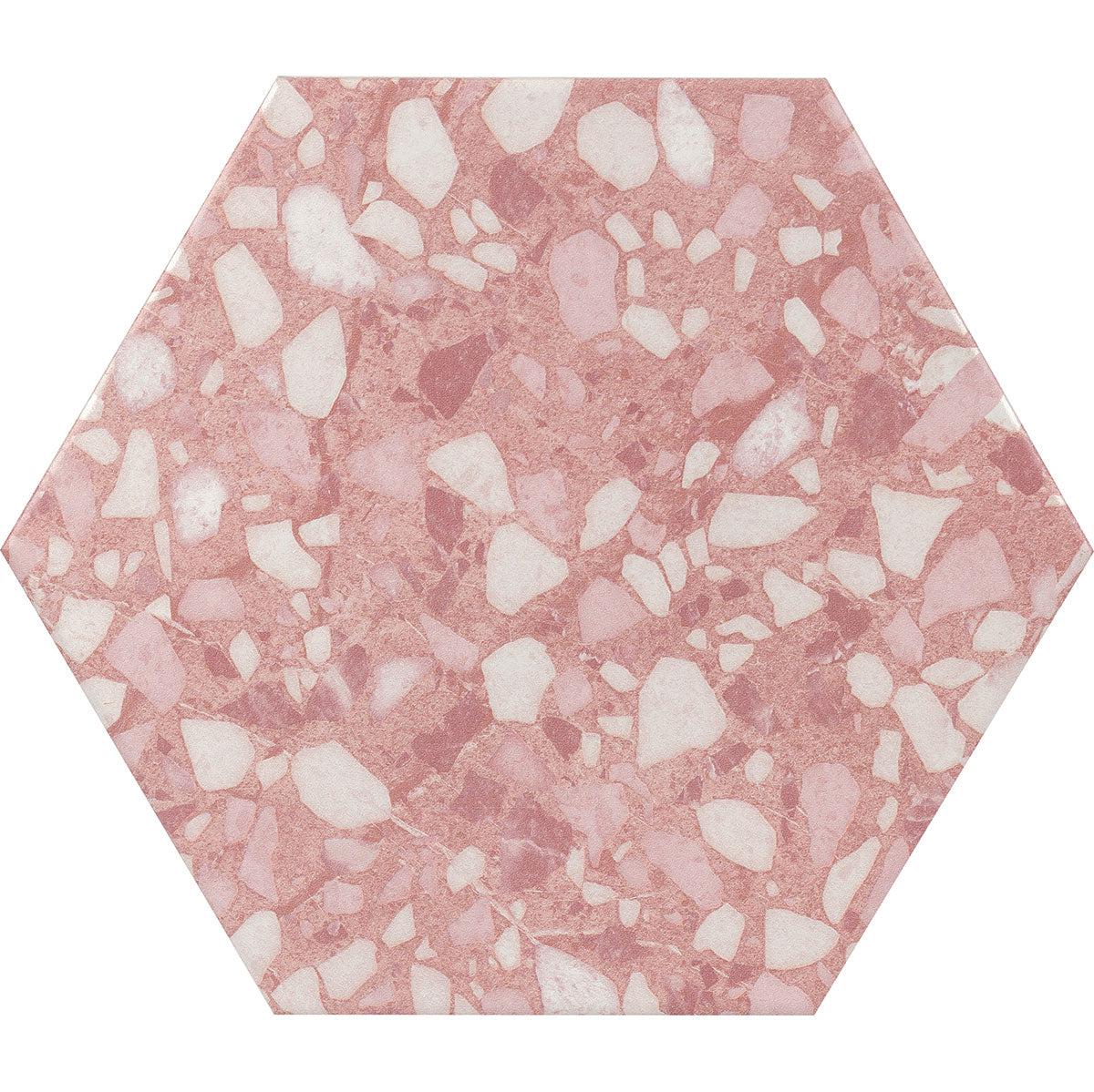 Desert Rose Terrazzo Hex Porcelain Tile Sample