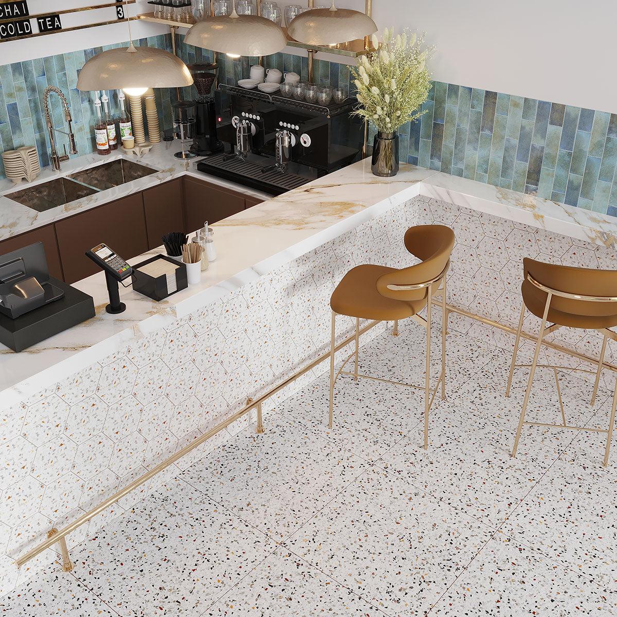 Desert Sand Terrazzo Hex Porcelain Tile | Tile Club