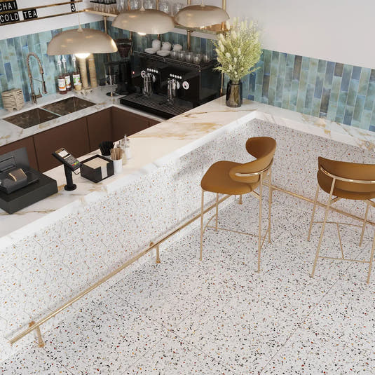 Desert Sand Terrazzo Square Porcelain Tile | Tile Club