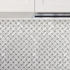 Diagonal Double Weave Carrara Marble Mosaic Tile | Tile Club