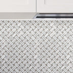 Diagonal Double Weave Carrara Marble Mosaic Tile | Tile Club