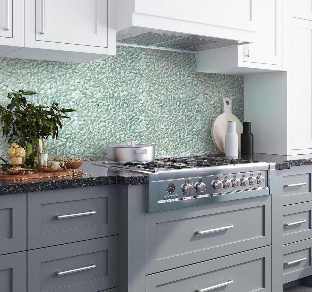 Diamond Aqua Glass Pebble Mosaic Tile | Tile Club