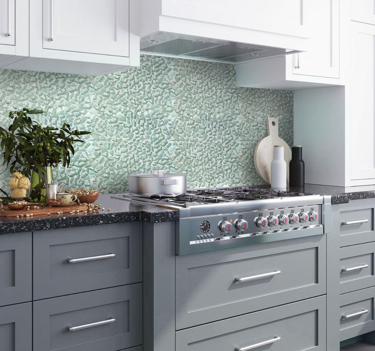 Diamond Aqua Glass Pebble Mosaic Tile | Tile Club