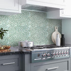 Diamond Aqua Glass Pebble Mosaic Tile backsplash