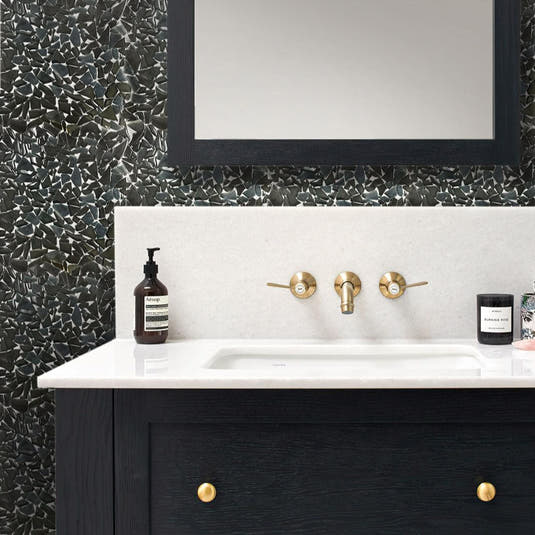Diamond Black Glass Pebble Mosaic Tile | Tile Club
