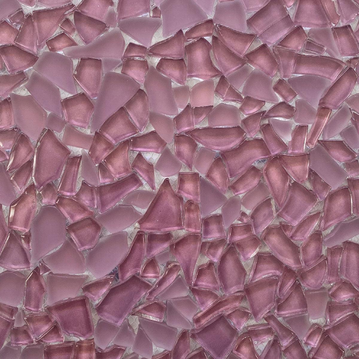 Diamond Mauve Rose Glass Pebble Mosaic Tile Detail