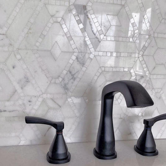 Diamond & Hex Calacatta Gold Marble Mosaic Tile