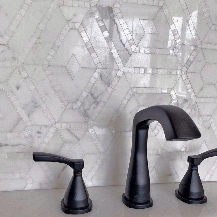 Diamond & Hex Calacatta Gold Marble Mosaic Tile