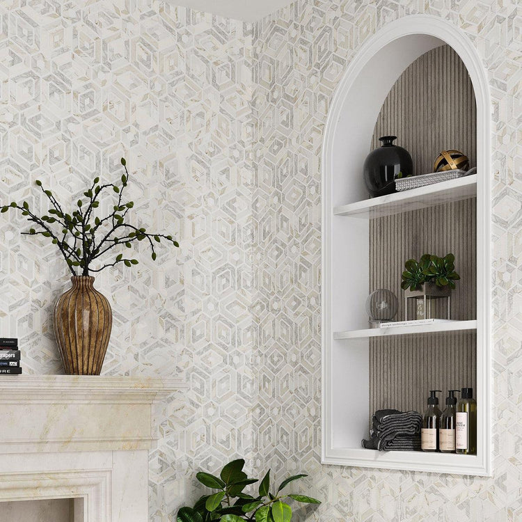 Geometric wall tile luxury bathroom