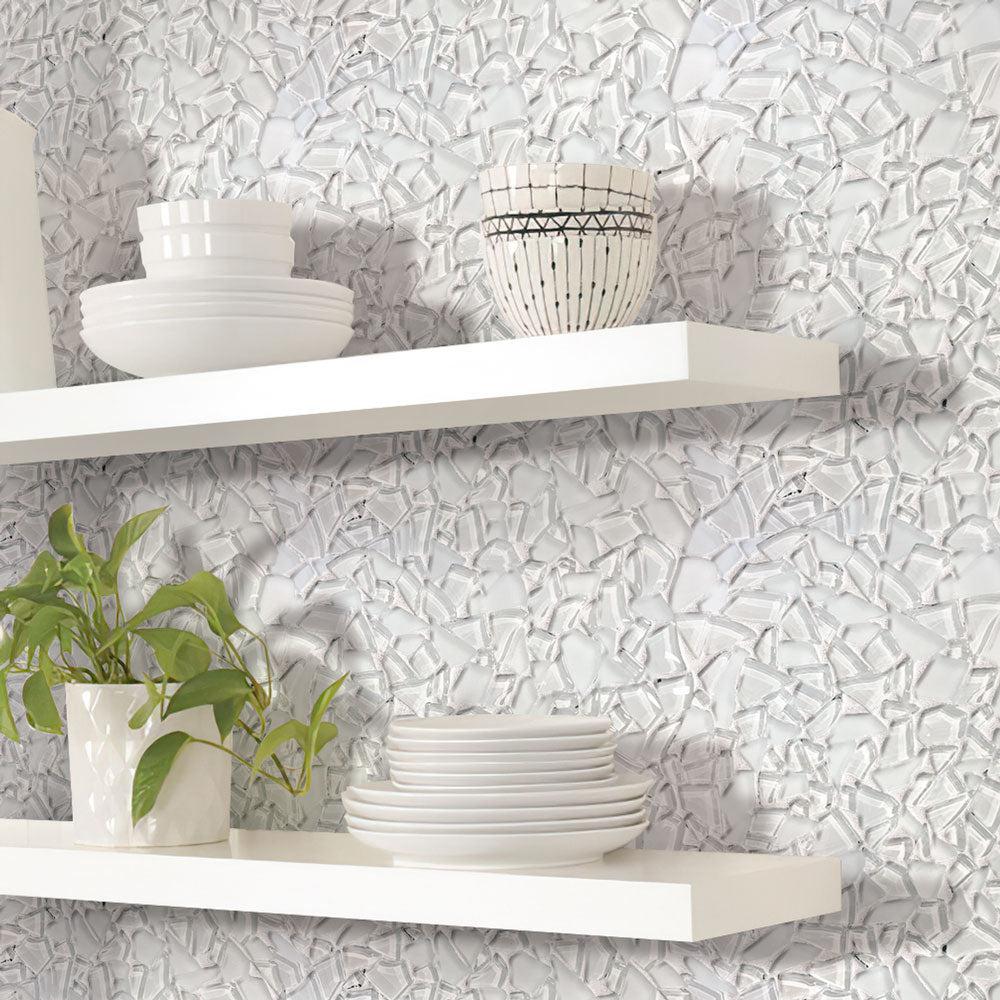 Diamond White Glass Pebble Mosaic Tile | Tile Club