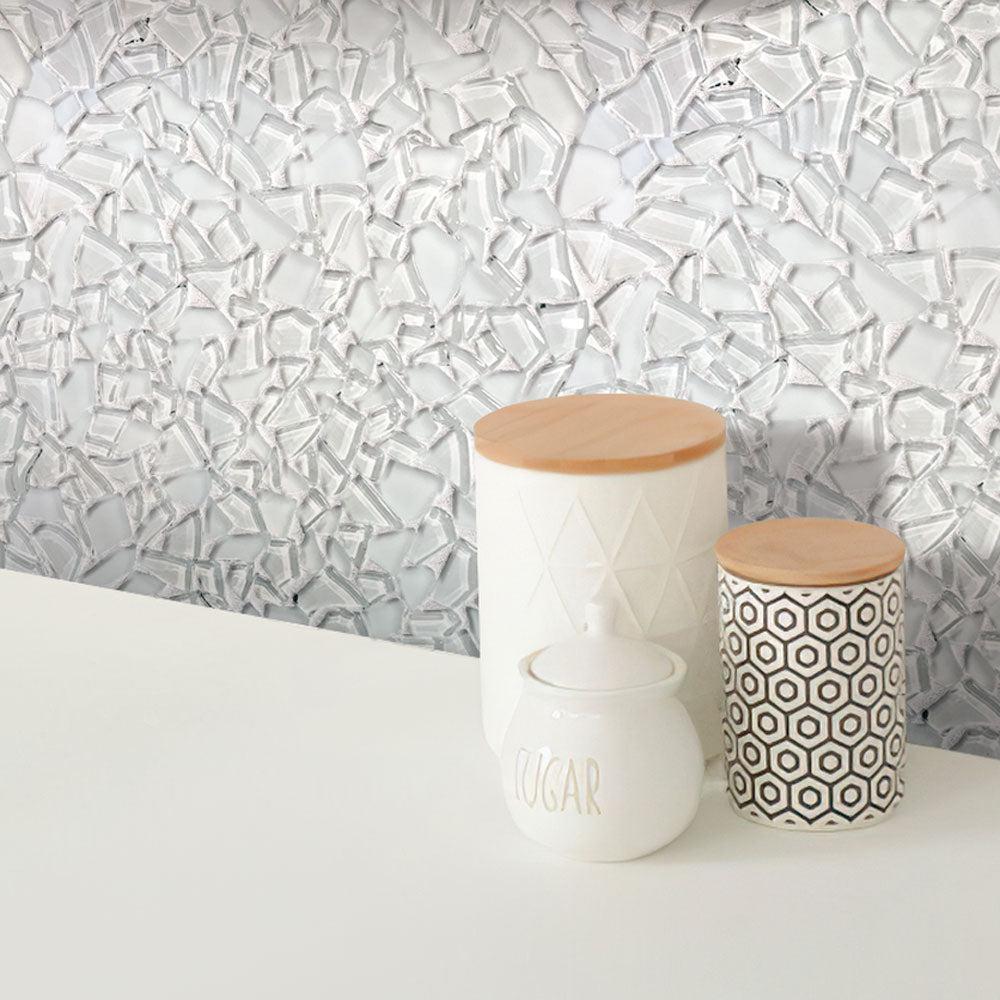 Diamond White Glass Pebble Mosaic Tile | Tile Club