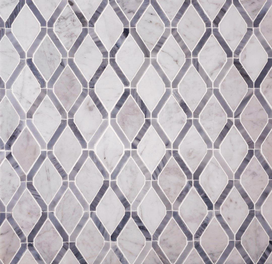 Diamond Patterned tiles in two tones of marble