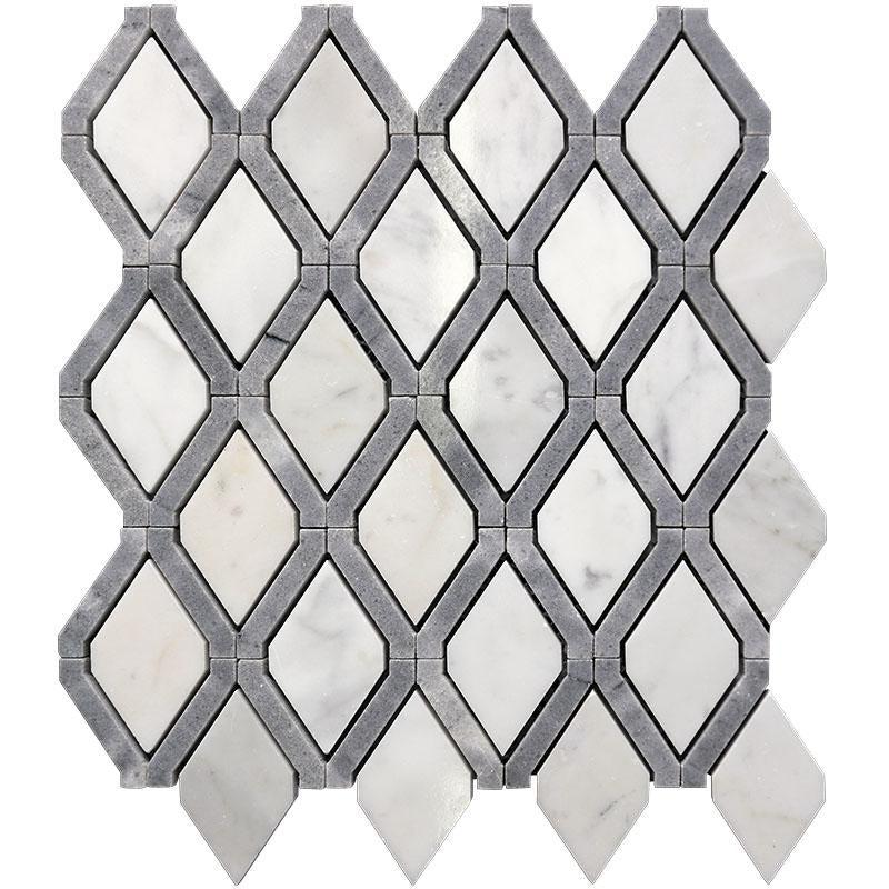 Diamonds Carrara White & Bardiglio Mosaic Tile | Tile Club