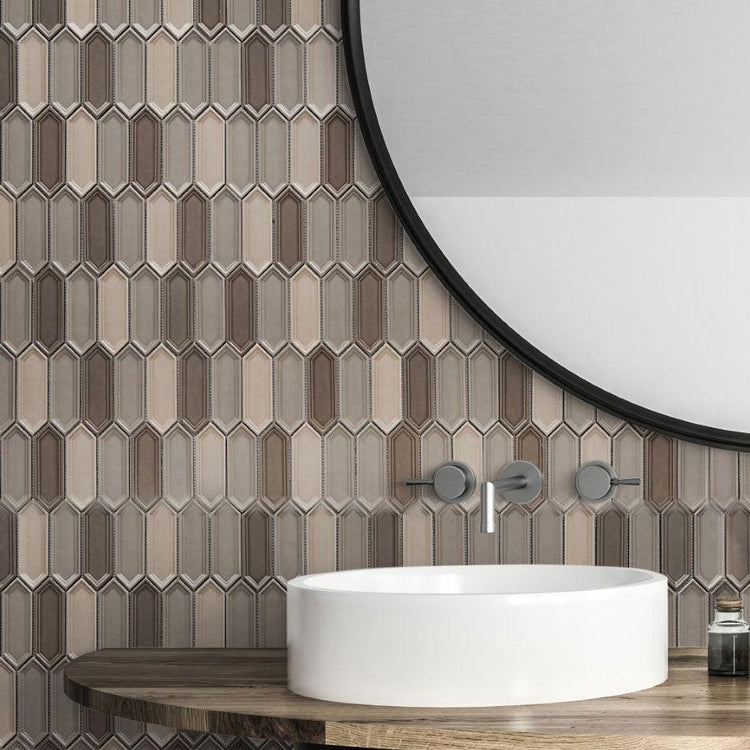 Dimension Taupe Mix Beveled Picket Porcelain Mosaic Tile