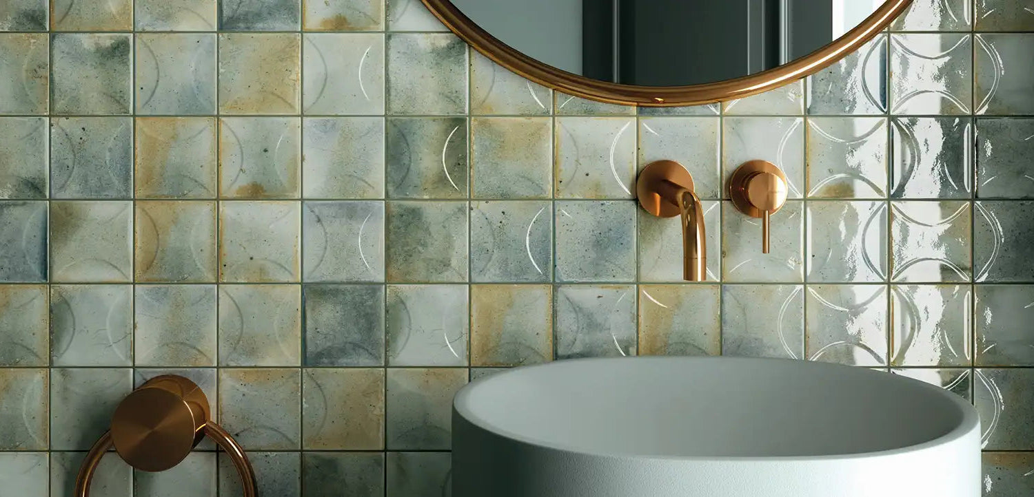 Soothing green ceramic wall tiles with elegant texture