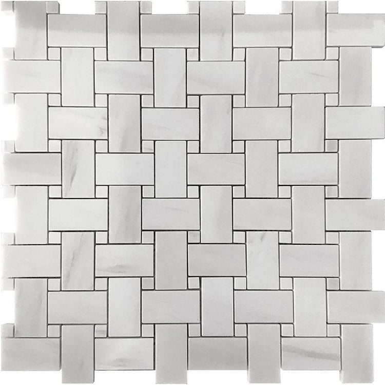 Dolomite White Basket Weave Marble Mosaic Tile Sample
