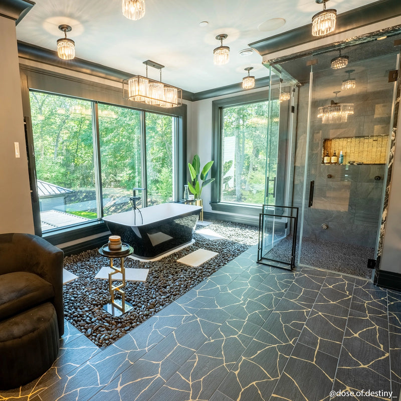 Kasai Notte Kintsugi 10x60" Rectified Porcelain Tile | Tile Club