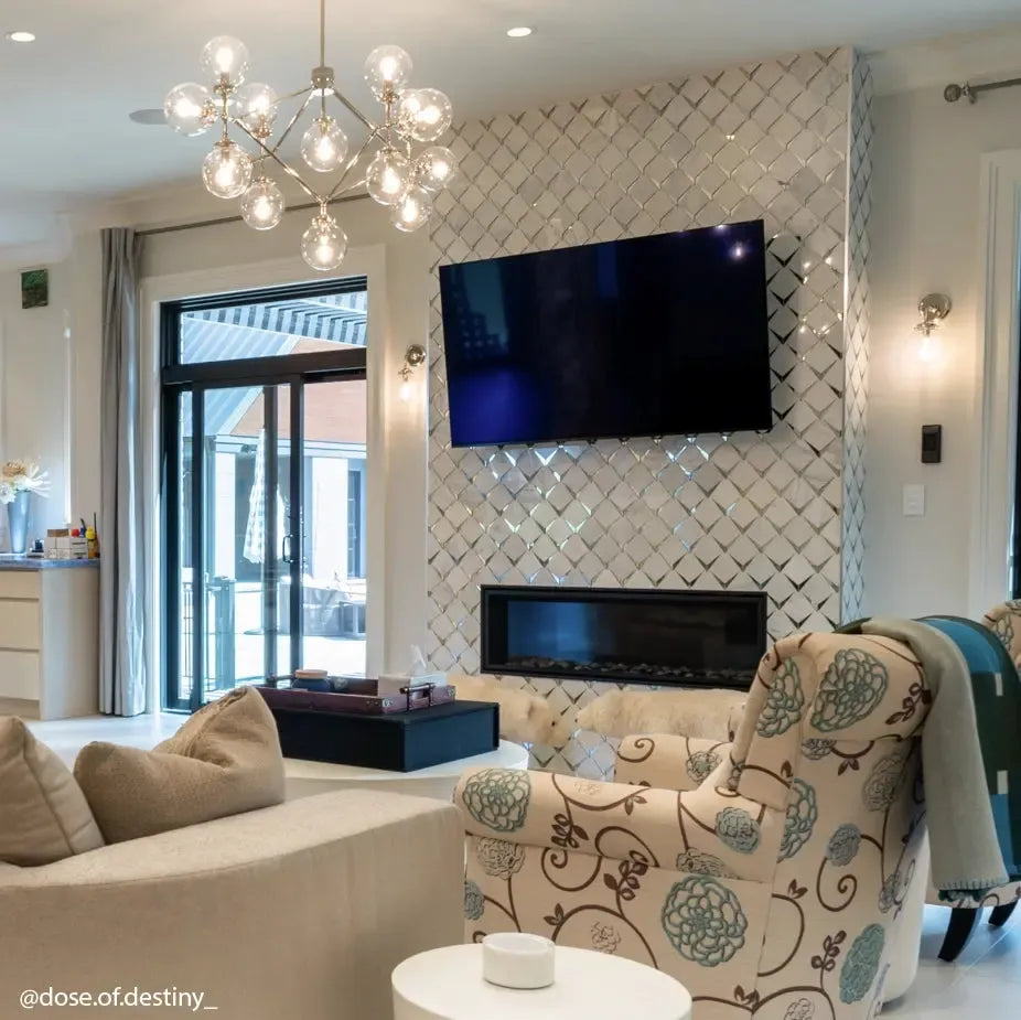 White Frost Diamond Glass Mosaic Tile | Tile Club