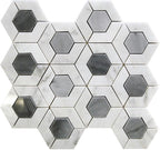Double Hex Carrara & Bardiglio Marble Mosaic Tile | Tile Club