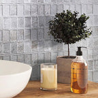 Bathroom Table on Background of Dover Gris Deco Wall