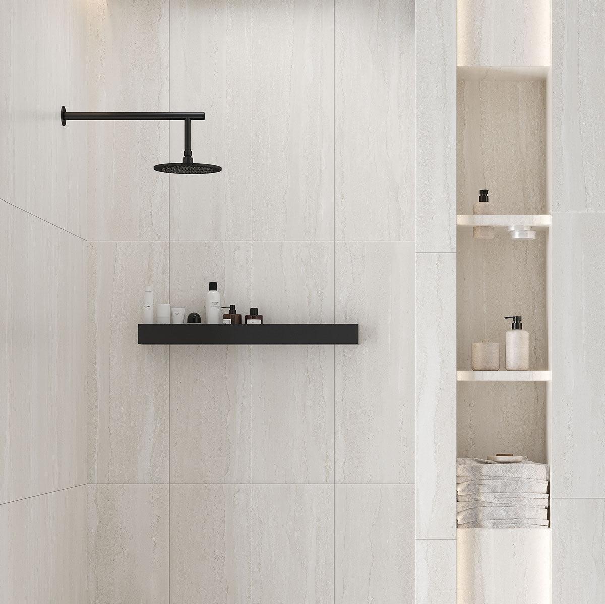 Dunescape Beige 12x36 Large Format Ceramic Tile Bathroom Shower