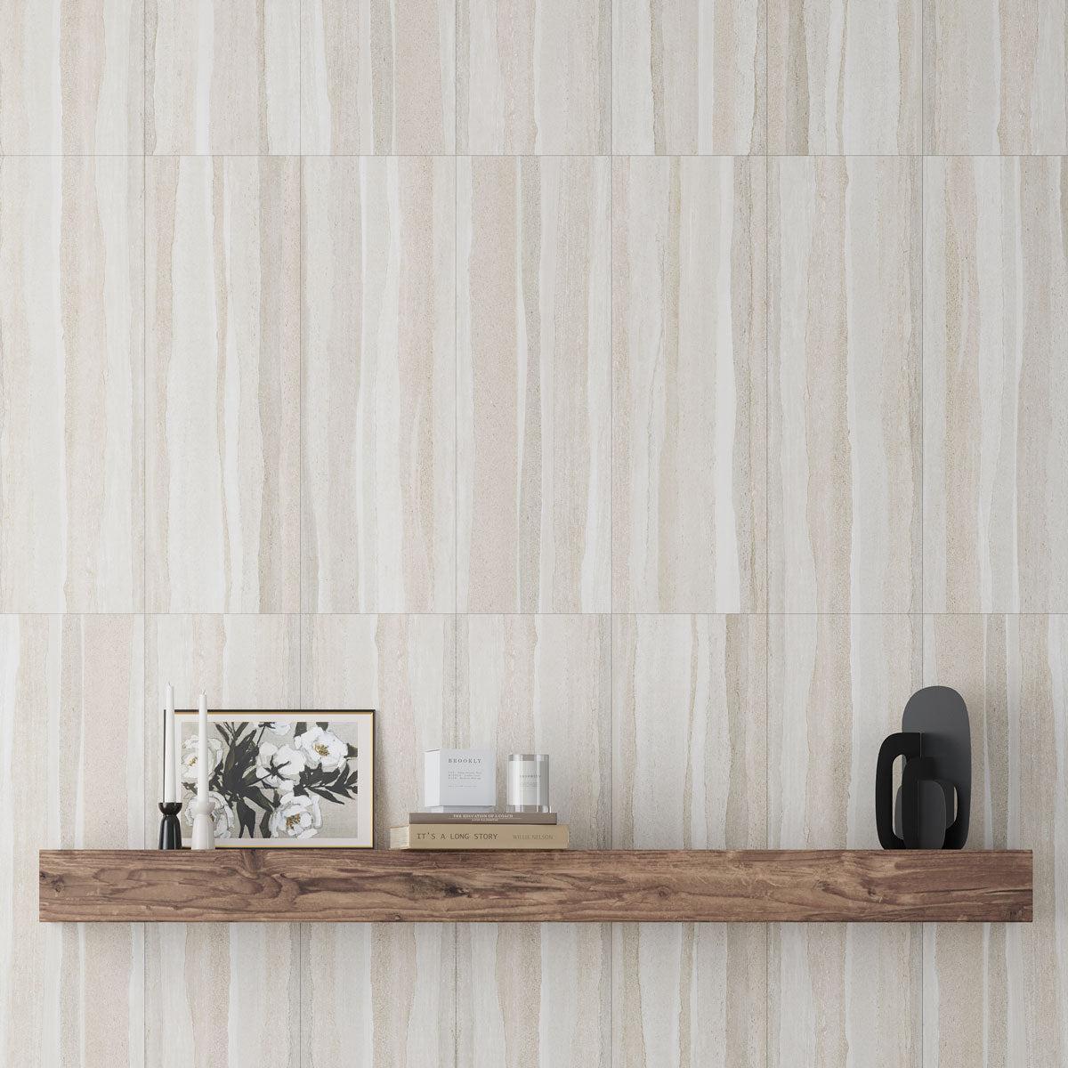Dunescape Deco Beige 12x36 Large Format Ceramic Tile | Tile Club