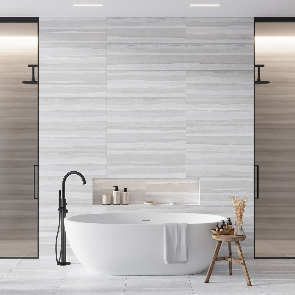 Dunescape Deco Gray 12x36 Large Format Ceramic Tile | Tile Club