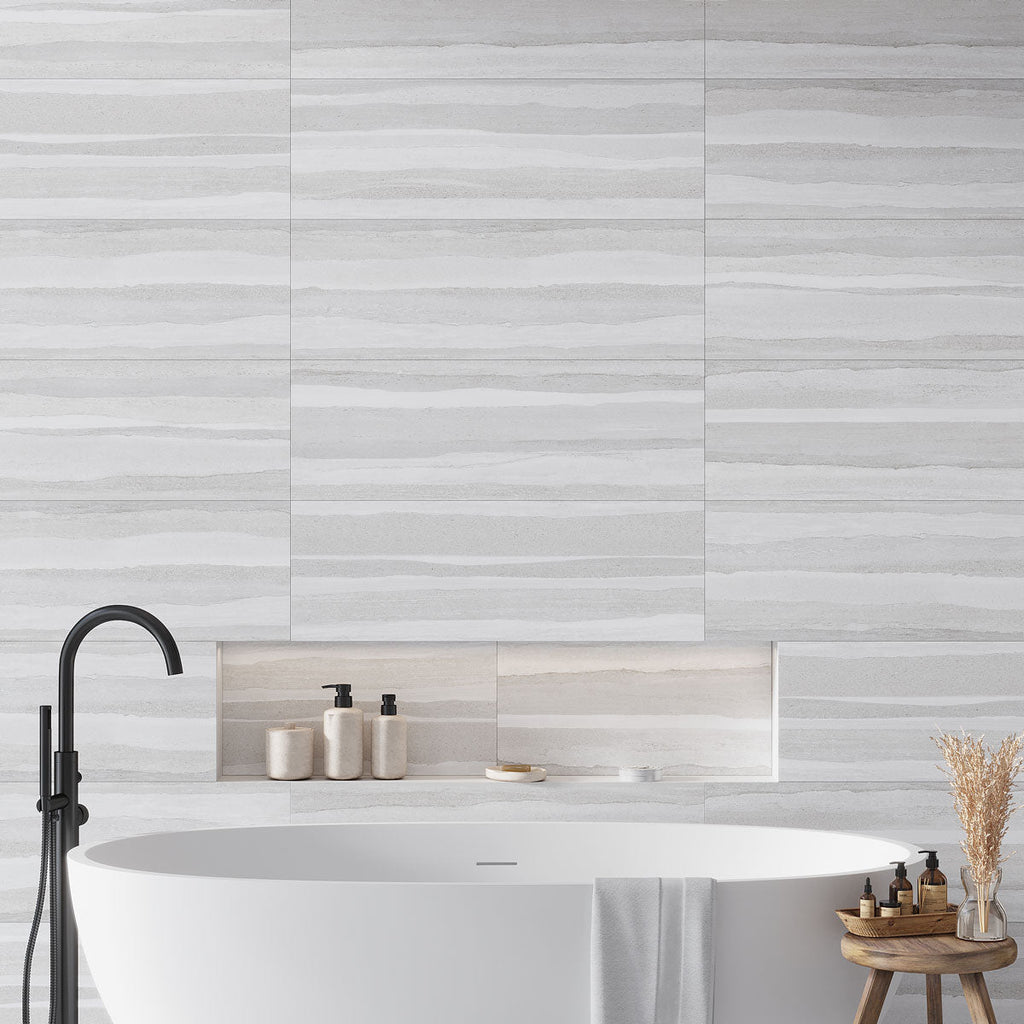 Dunescape Deco Gray 12x36 Large Format Ceramic Tile | Tile Club