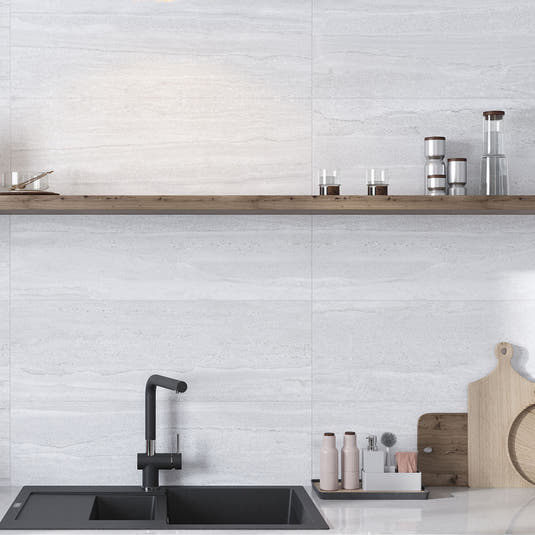Dunescape Gray 12x36 Large Format Ceramic Tile Kitchen Backsplash