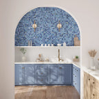 Dusk Blue Glossy 2" Mixed Squares Glass Pool Tile | Tile Club