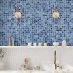 Dusk Blue Glossy 2" Mixed Squares Glass Pool Tile | Tile Club