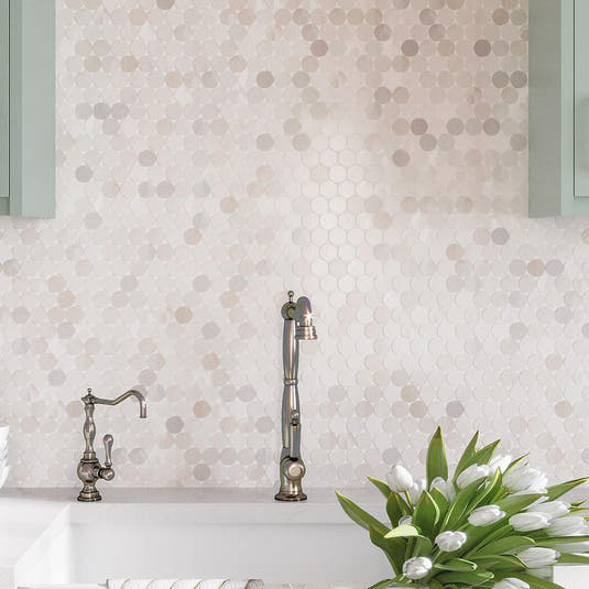 White Marble Large Penny Round Tile Polished Kitchen wall tile