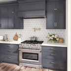 Eastern White and Bardiglio Flower Marble Tile backsplash