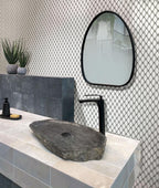 Eastern White Octagon With Bardiglio Dots Marble Mosaic Tile | Tile Club