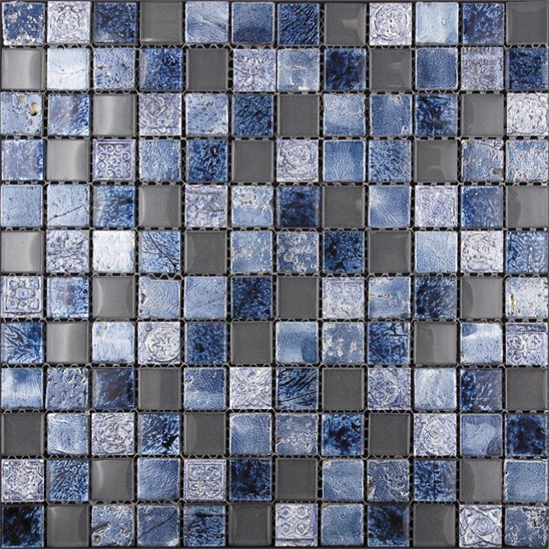 11.7" x 11.7" Eclectic Blue Square Mosaic Tile | Tile Club 