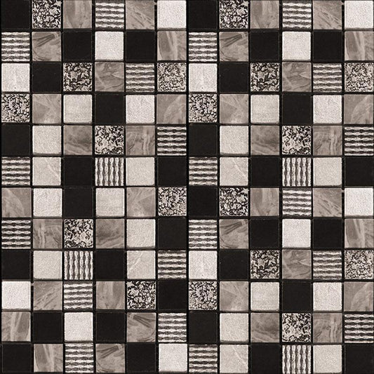 11.7" x 11.7" Eclectic Dark Square Mosaic Tile | Tile Club | Position1