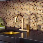 Eclectic Gold Square Mosaic Tile Backsplash