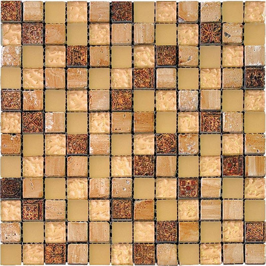 11.7" x 11.7" Eclectic Gold Square Mosaic Tile | Tile Club